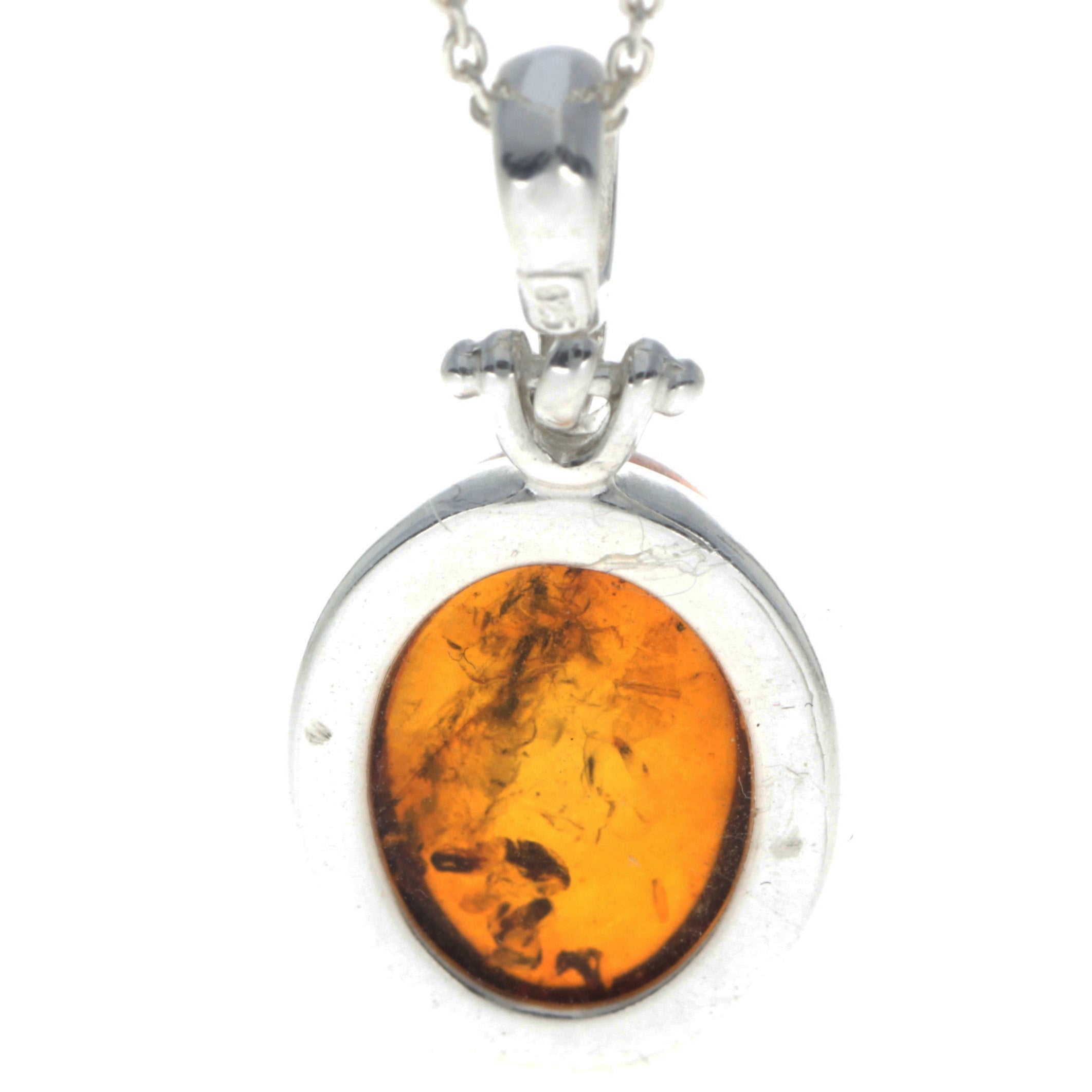 925 Sterling Silver & Baltic Amber Classic Large Pendant - 1522