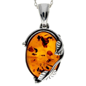 925 Sterling Silver & Baltic Amber Classic Designer Pendant - 359