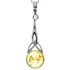 Load image into Gallery viewer, Long 925 Sterling Silver and Round Amber Celtic Pendant - 708