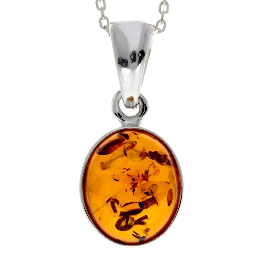 925 Sterling Silver & Baltic Amber Classic Designer Pendant - 396