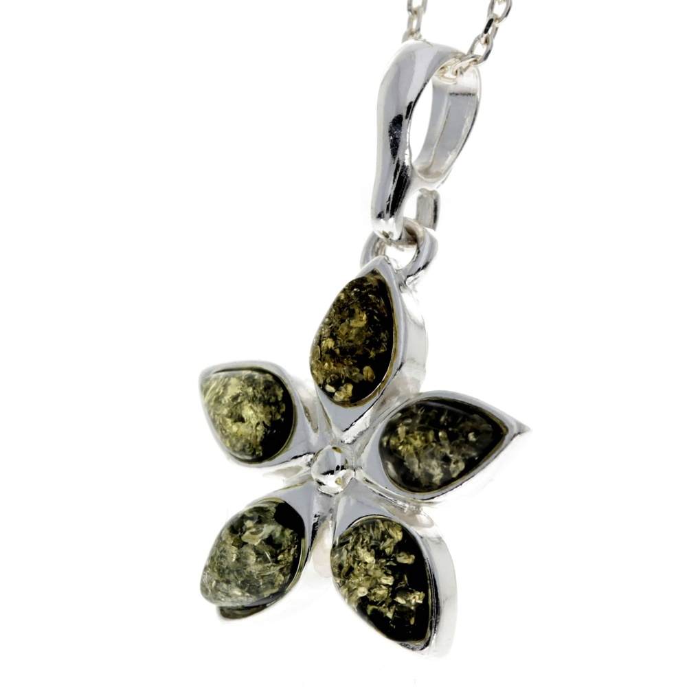 925 Sterling Silver & Baltic Amber Classic Designer Star Pendant - 1684