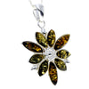 925 Sterling Silver & Baltic Amber Modern Designer Flower Pendant - 318C