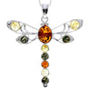 925 Sterling Silver & Baltic Amber Dragonfly Pendant - 1861