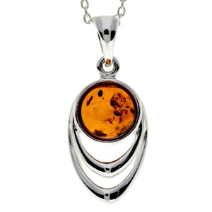 925 Sterling Silver & Baltic Amber Modern Designer Pendant - GL2019