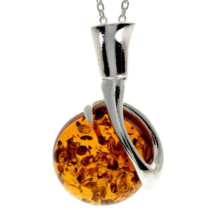 925 Sterling Silver & Baltic Amber Modern Designer Pendant - GL2012