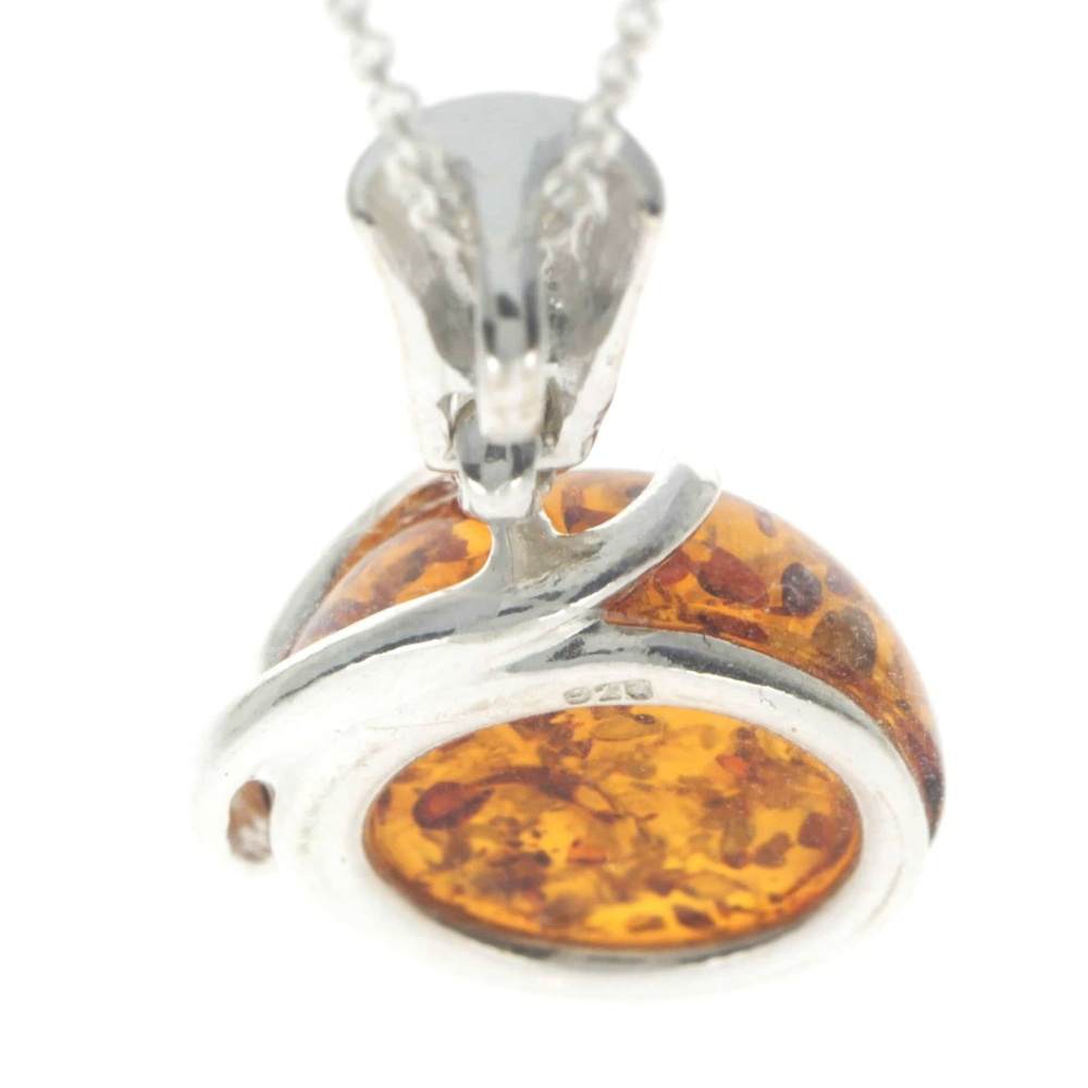 925 Sterling Silver & Baltic Amber Modern Designer Pendant - GL2012