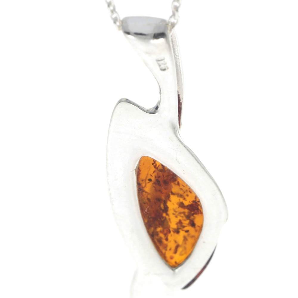 925 Sterling Silver & Baltic Amber Modern Designer Pendant - GL2014