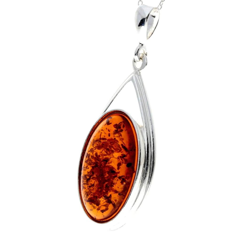 925 Sterling Silver & Baltic Amber Classic Designer Pendant - GL2018