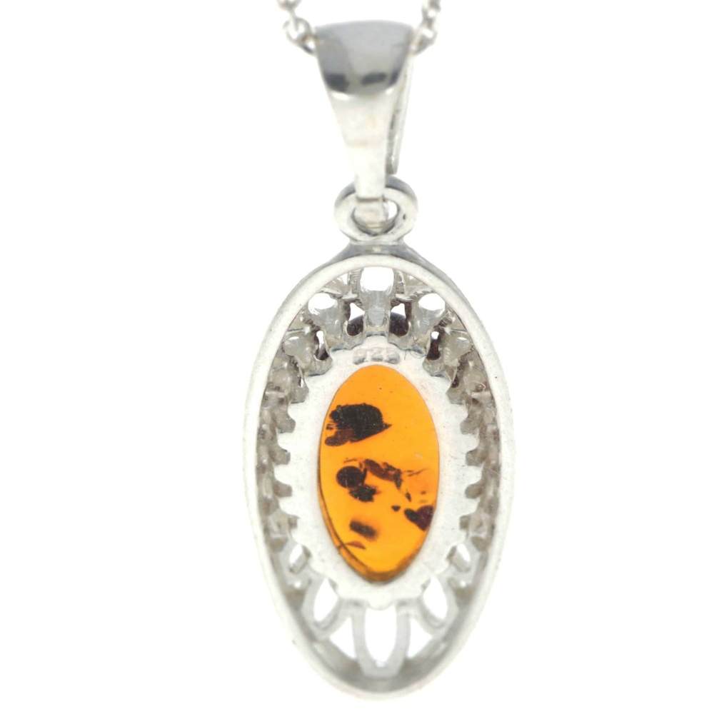 925 Sterling Silver & Baltic Amber Modern Designer Pendant - GL2020