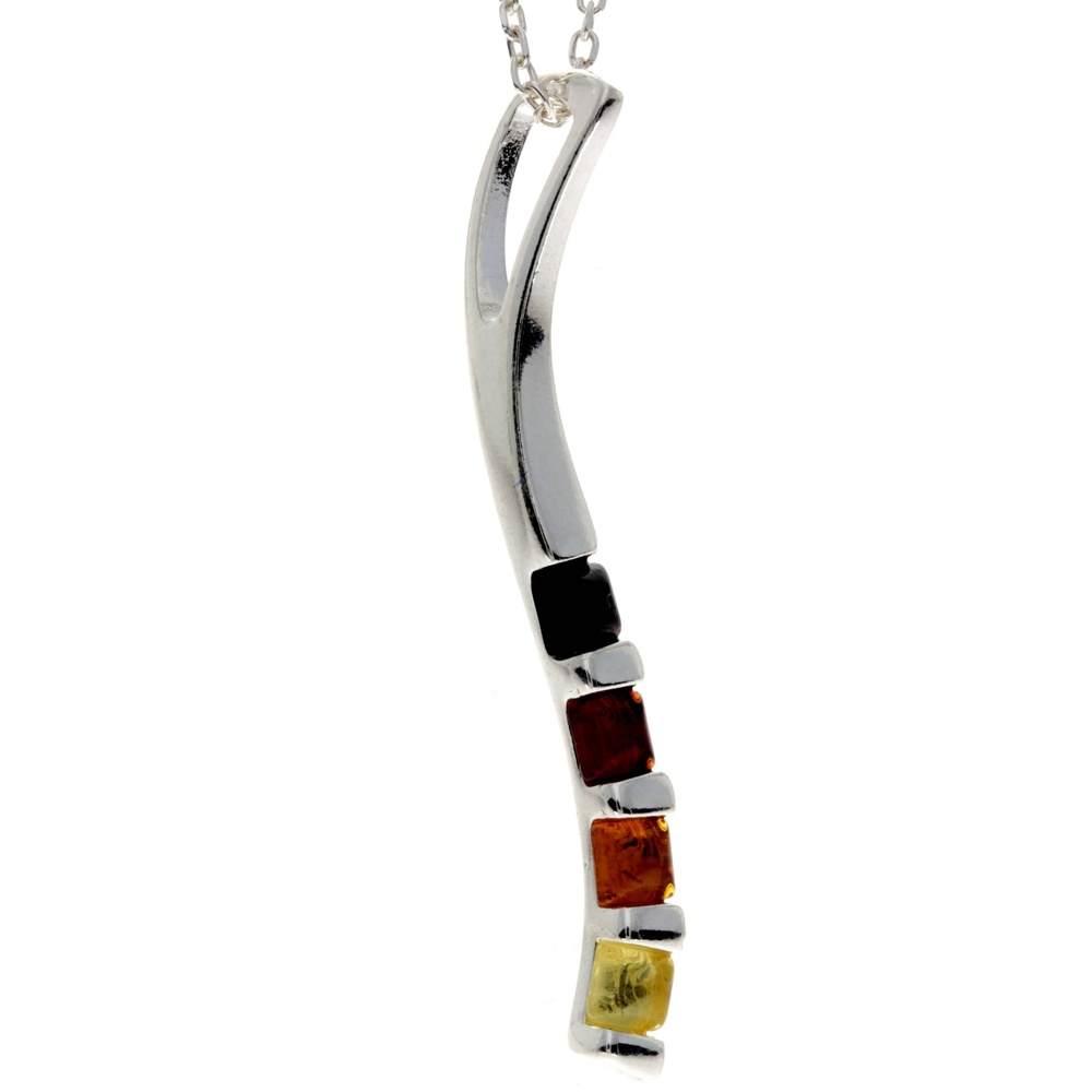 925 Sterling Silver & Baltic Amber Modern Designer Pendant - GL2021