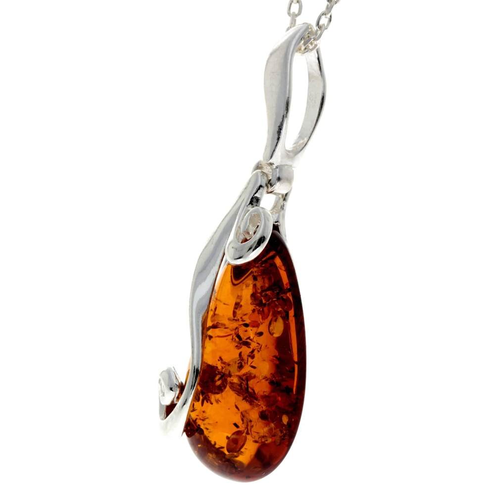 925 Sterling Silver & Baltic Amber Modern Designer Pendant - GL2022