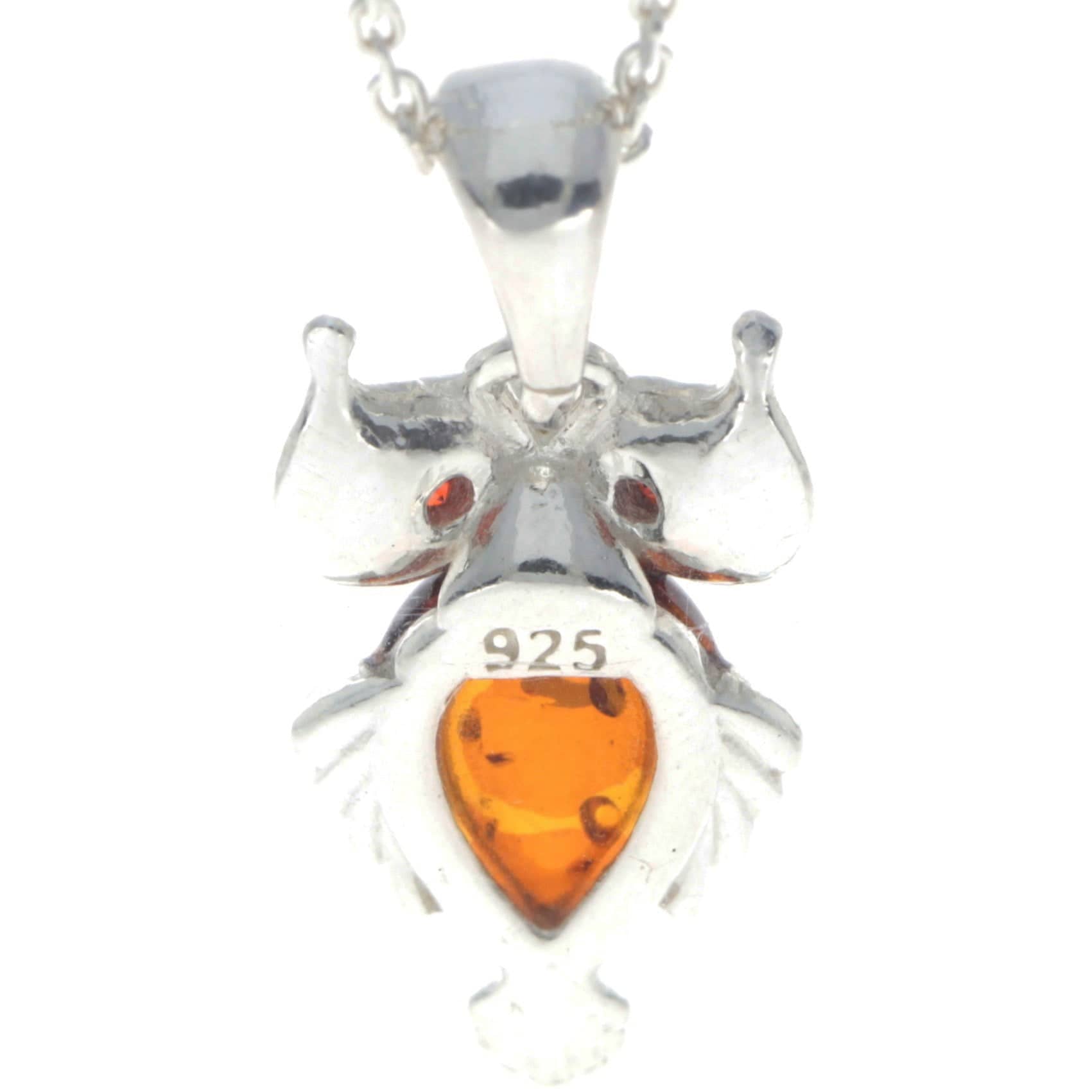 925 Sterling Silver & Baltic Amber Modern Owl Pendant - GL2023