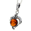 925 Sterling Silver & Baltic Amber Modern Heart Pendant- 1626