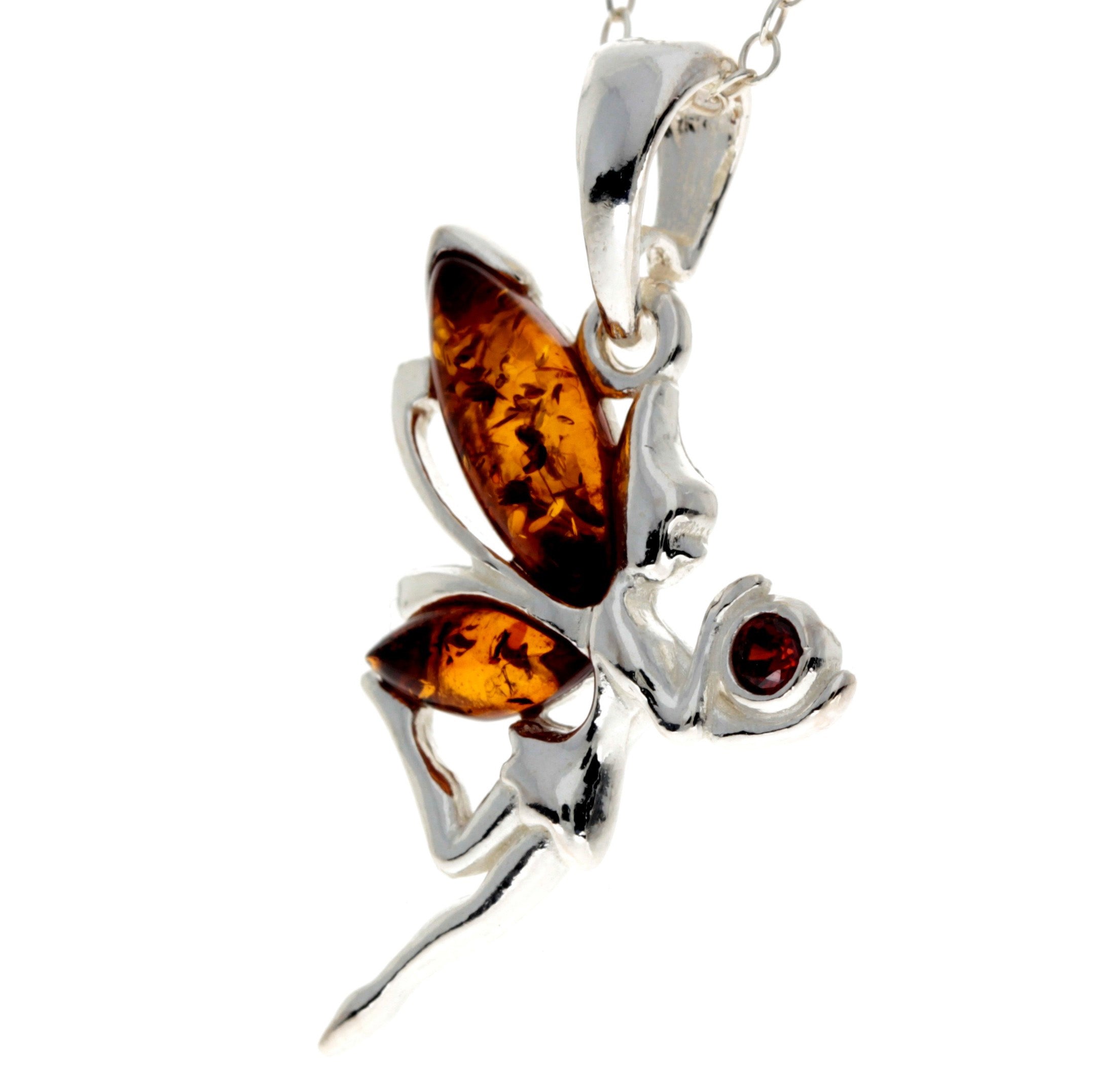 925 Sterling Silver & Baltic Amber Modern Fairytale Pendant - GL2024