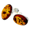 925 Sterling Silver & Oval Baltic Amber Large Classic Studs Earrings - M646