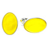 925 Sterling Silver & Oval Baltic Amber Large Classic Studs Earrings - M646