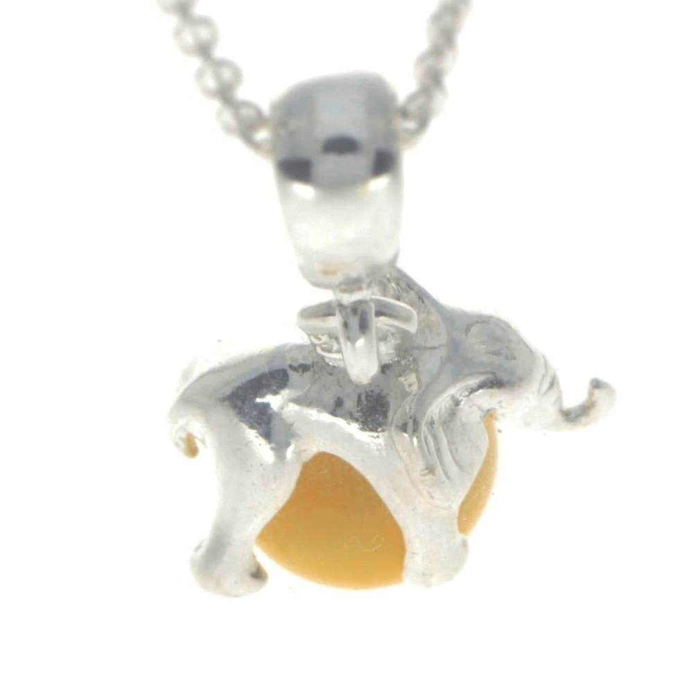 925 Sterling Silver Lucky Elephant sitting on Amber Ball - GL354