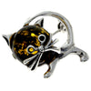 Load image into Gallery viewer, 925 Sterling Silver &amp; Baltic Amber Cat Brooch - 4174