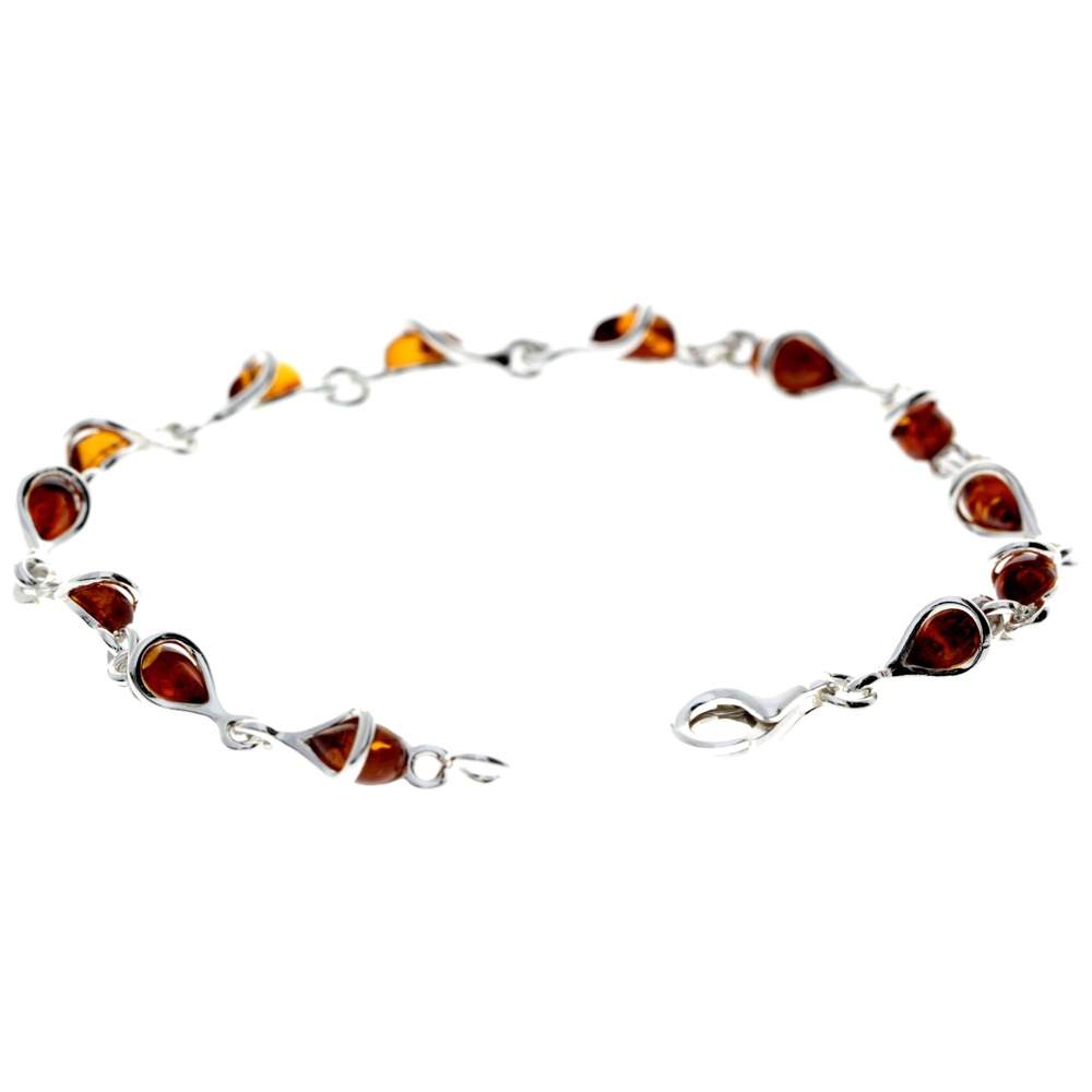 925 Sterling Silver & Baltic Amber Modern Link Bracelet - GL554