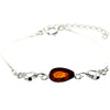 Load image into Gallery viewer, 925 Sterling Silver &amp; Baltic Amber Adjustable Bracelet with Silver Hearts - M557