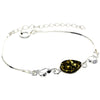 Load image into Gallery viewer, 925 Sterling Silver &amp; Baltic Amber Adjustable Bracelet with Silver Hearts - M557