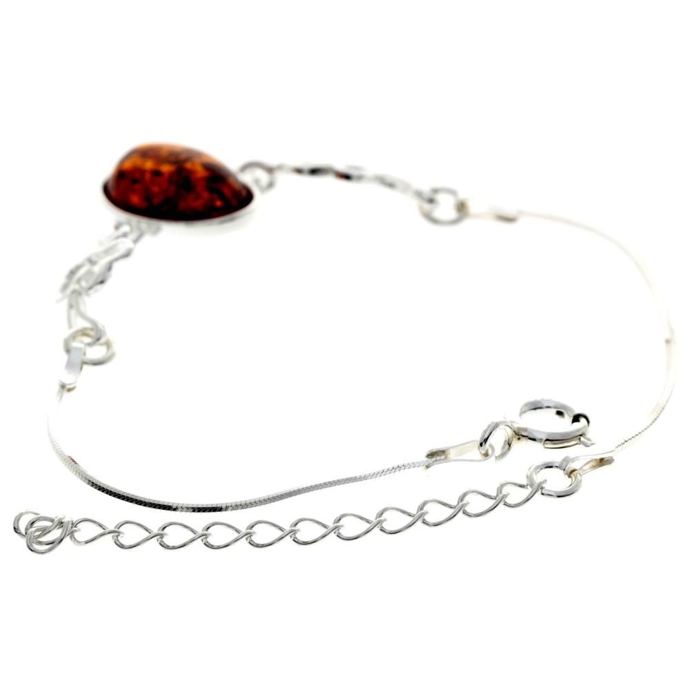 925 Sterling Silver & Baltic Amber Art Nouveau Adjustable 17-21 cm Bracelet - M549