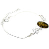 925 Sterling Silver & Baltic Amber Art Nouveau Adjustable 17-21 cm Bracelet - M549