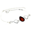 Load image into Gallery viewer, 925 Sterling Silver &amp; Baltic Amber Adjustable Bracelet with Silver Hearts - M567