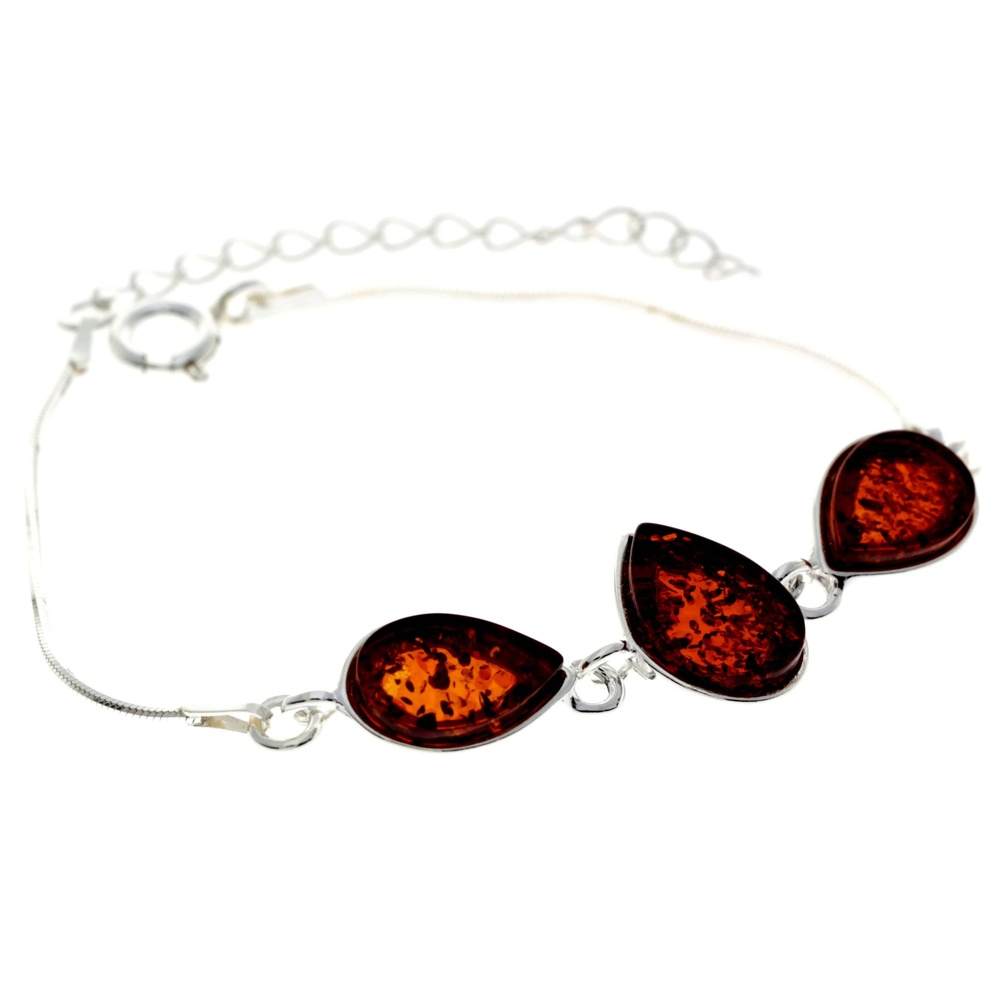 925 Sterling Silver & Baltic Amber Classic Adjustable Bracelet 20 cm - M554