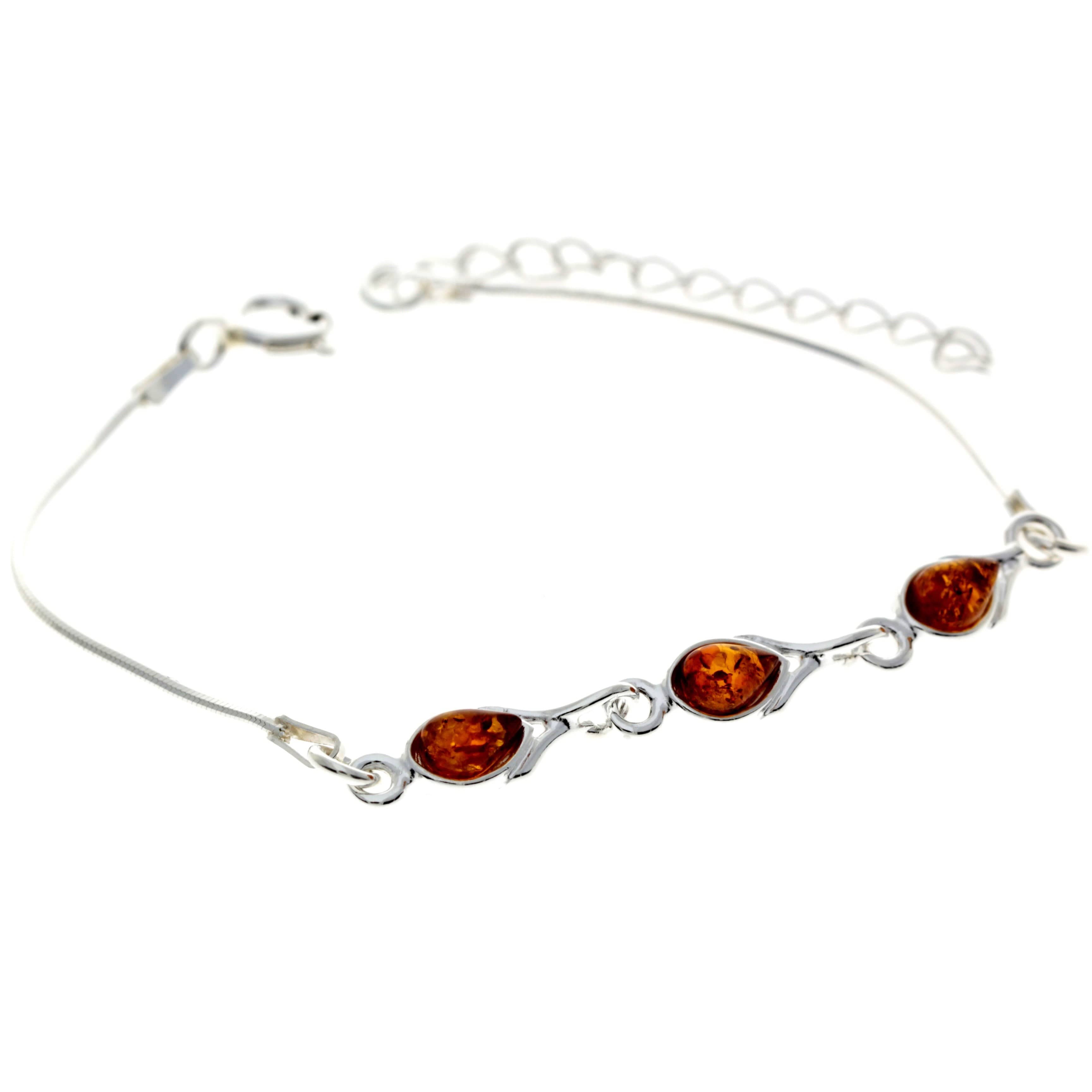 925 Sterling Silver & Baltic Amber Adjustable Bracelet - M568
