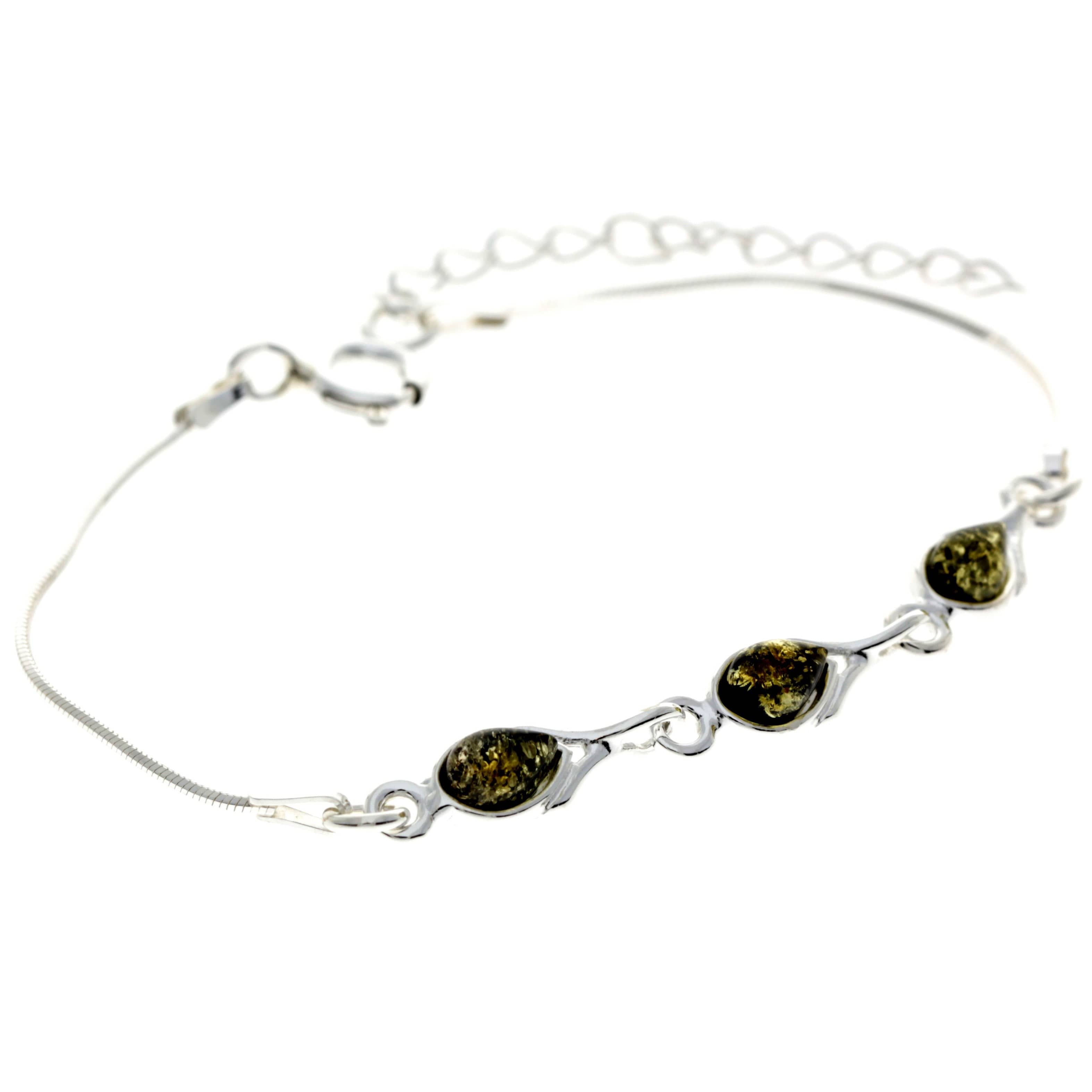 925 Sterling Silver & Baltic Amber Adjustable Bracelet - M568