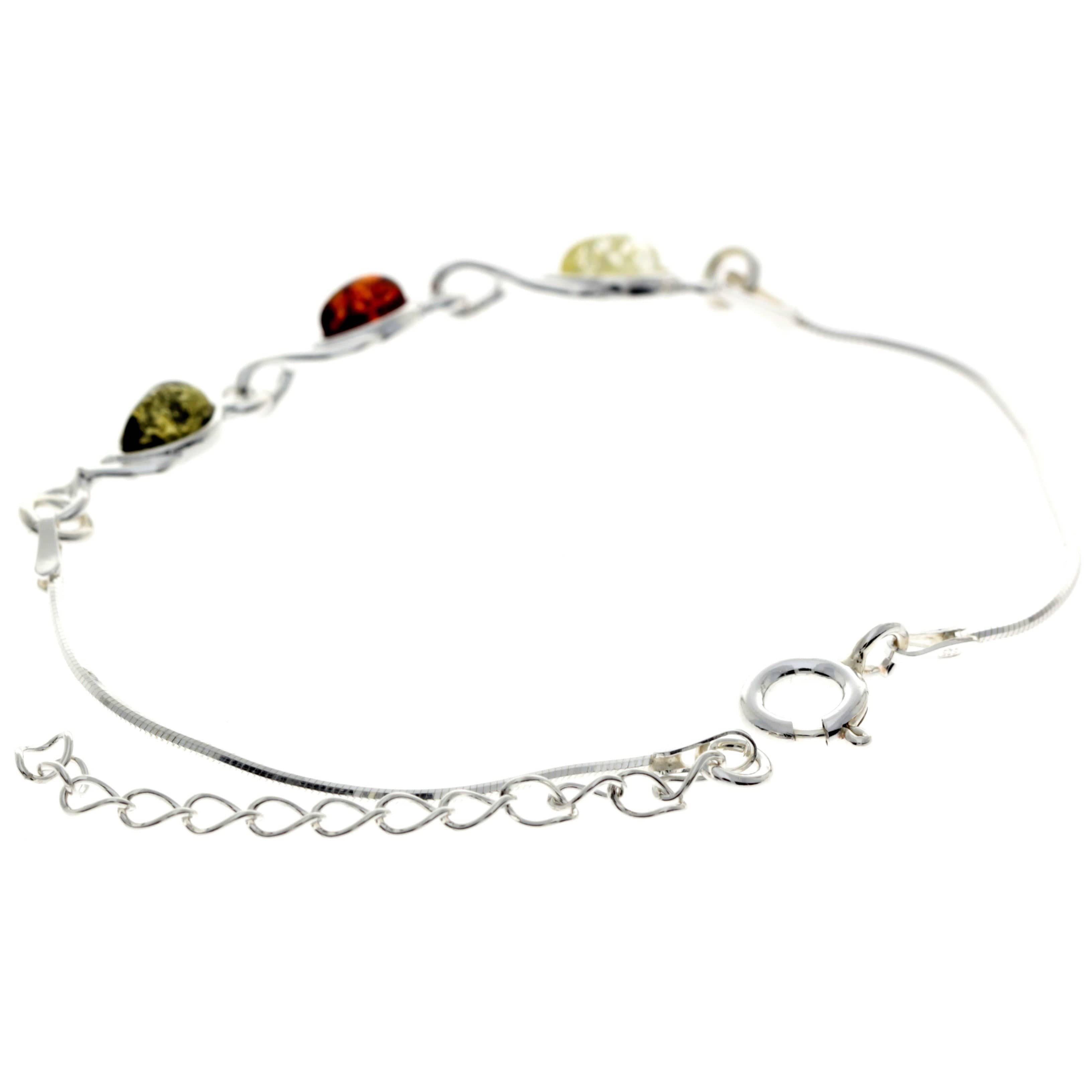 925 Sterling Silver & Baltic Amber Adjustable Bracelet - M568