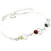 925 Sterling Silver & Baltic Amber Adjustable Bracelet with Silver Hearts - M569