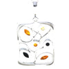 925 Sterling Silver & Genuine Baltic Amber 6 Stones Large Modern Pendant - M372