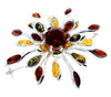 Load image into Gallery viewer, 925 Sterling Silver &amp; Baltic Amber Exclusive Large Flower Brooch - 4056