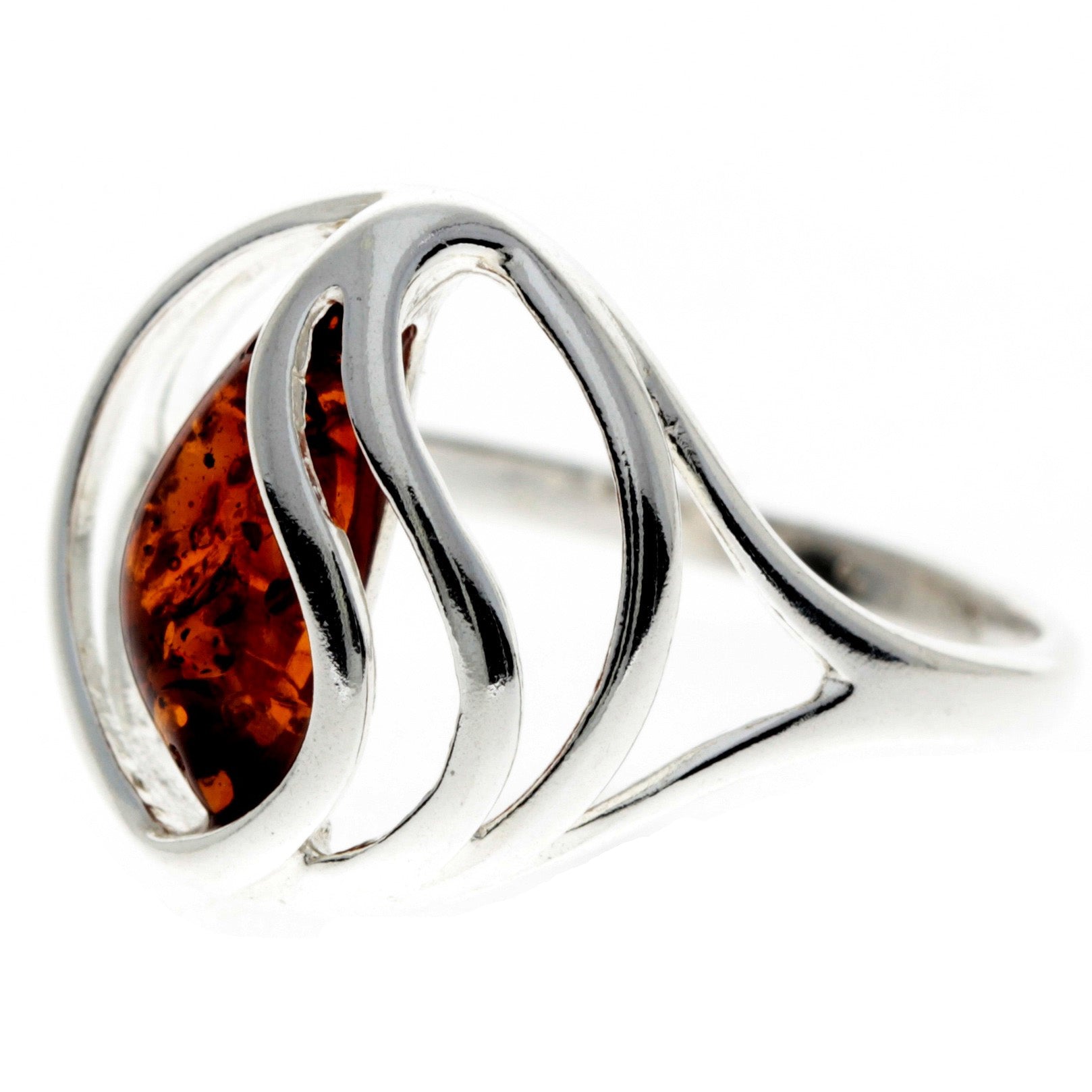 925 Sterling Silver & Baltic Amber Modern Ring - GL711