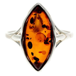 925 Sterling Silver & Baltic Amber Large Modern Ring - GL708