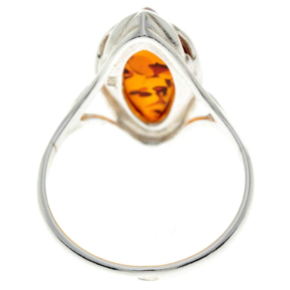 925 Sterling Silver & Baltic Amber Large Modern Ring - GL708