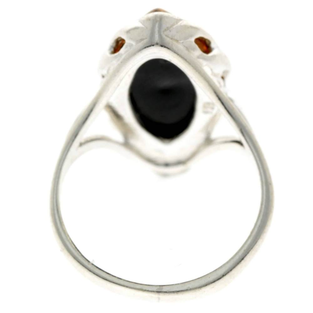 925 Sterling Silver & Baltic Amber Large Modern Ring - GL708