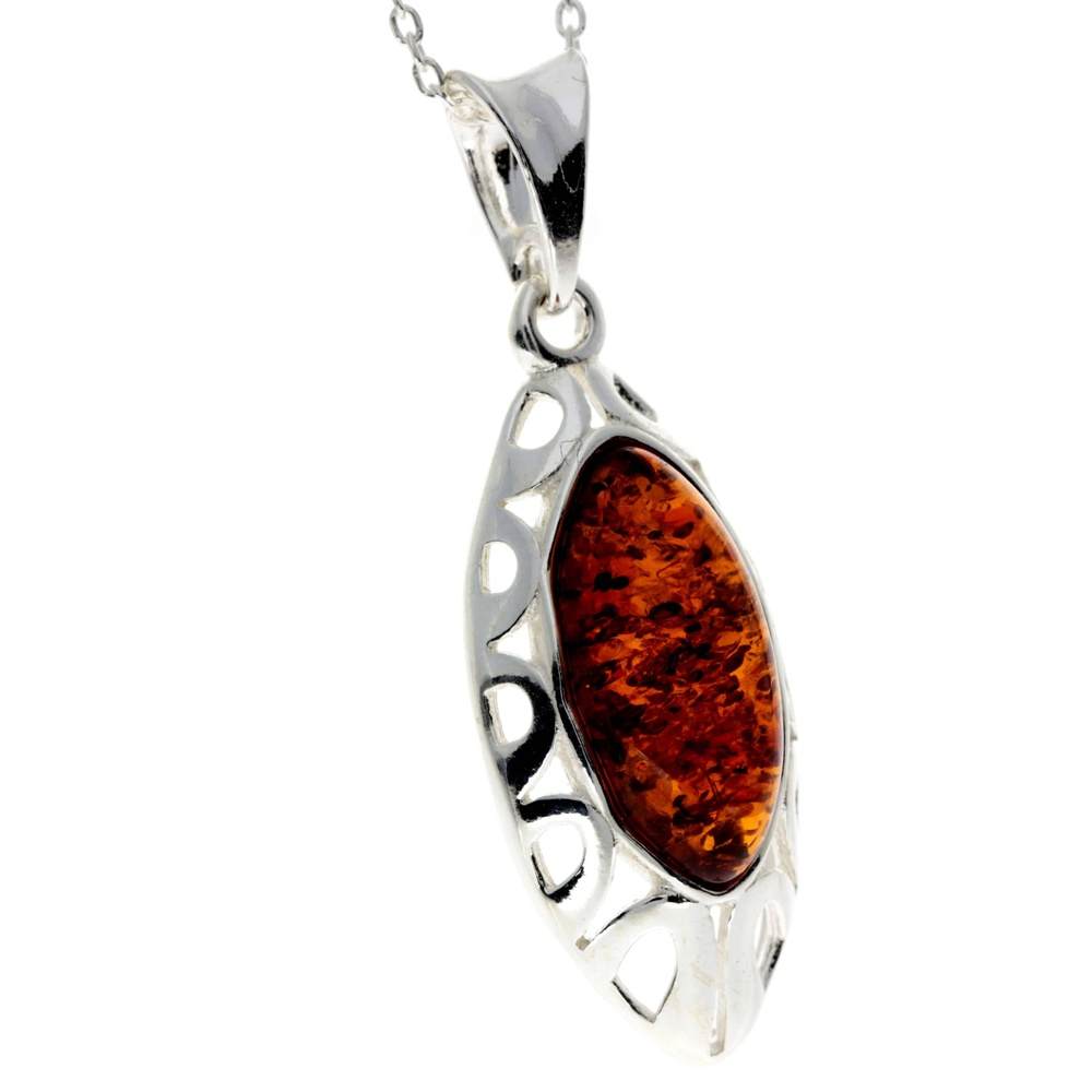 925 Sterling Silver & Baltic Amber Celtic Pendant - GL349