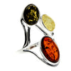 Load image into Gallery viewer, 925 Sterling Silver &amp; Baltic Amber 3 Stone Large Classic Ring - 7175