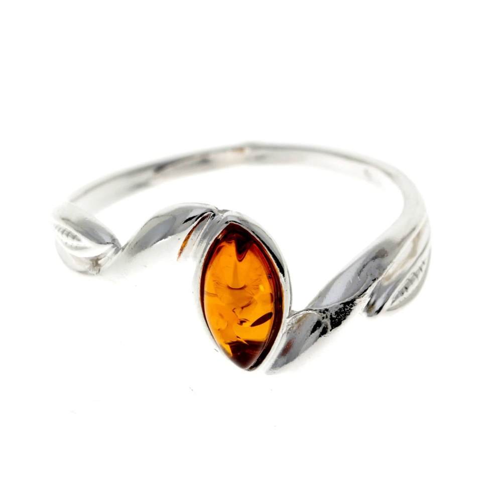 925 Sterling Silver & Baltic Amber Modern Ring - 7570