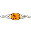 925 Sterling Silver & Baltic Amber Celtic Classic Brooch - GL806