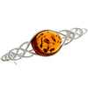 925 Sterling Silver & Baltic Amber Celtic Classic Brooch - GL806