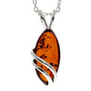 Little Oval Amber & 925 Sterling Silver Modern Pendant - GL271