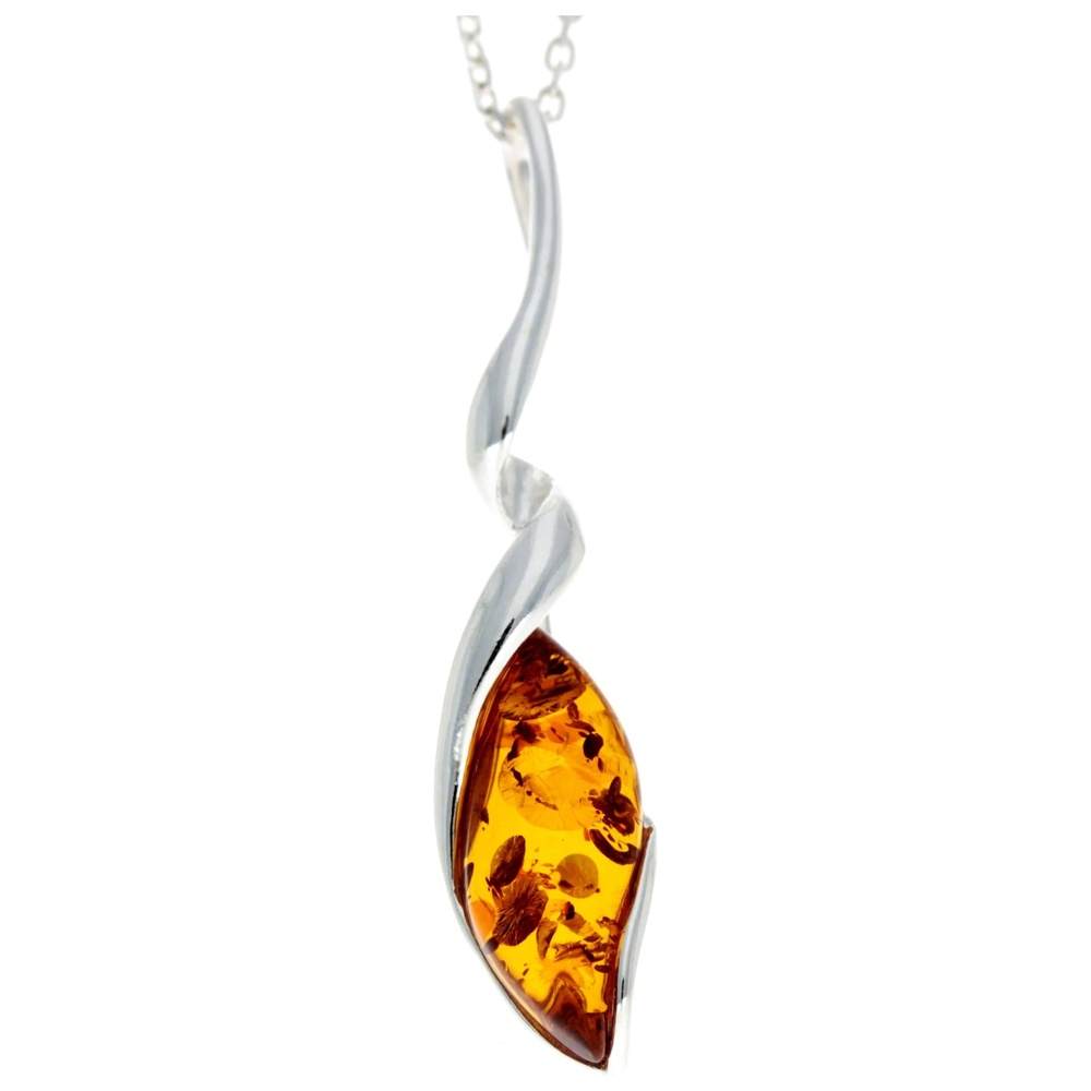 925 Sterling Silver & Baltic Amber Modern Pendant - GL387