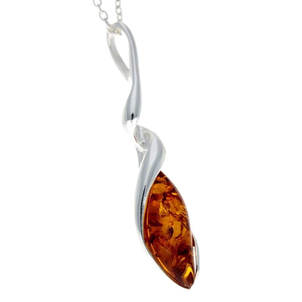 925 Sterling Silver & Baltic Amber Modern Pendant - GL387