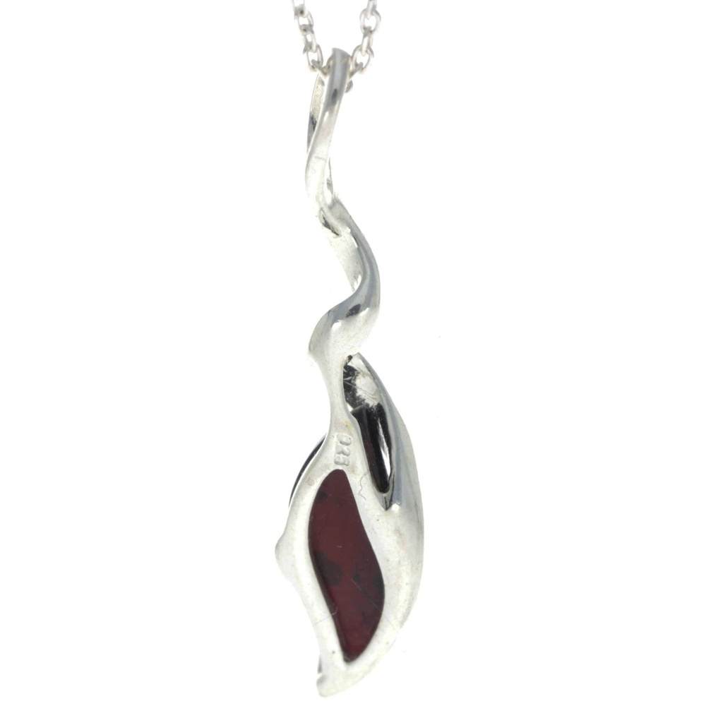 925 Sterling Silver & Baltic Amber Modern Pendant - GL387