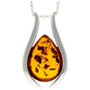 925 Sterling Silver & Baltic Amber Large Modern Pendant - GL213