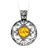 925 Sterling Silver & Baltic Amber Large Celtic Pendant - 1507